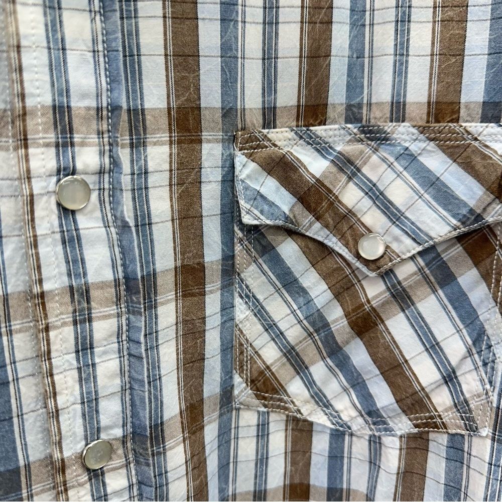 BKE western pearl‎ snap button down long sleeve shirt men's xl blue brown - Picture 2 of 4